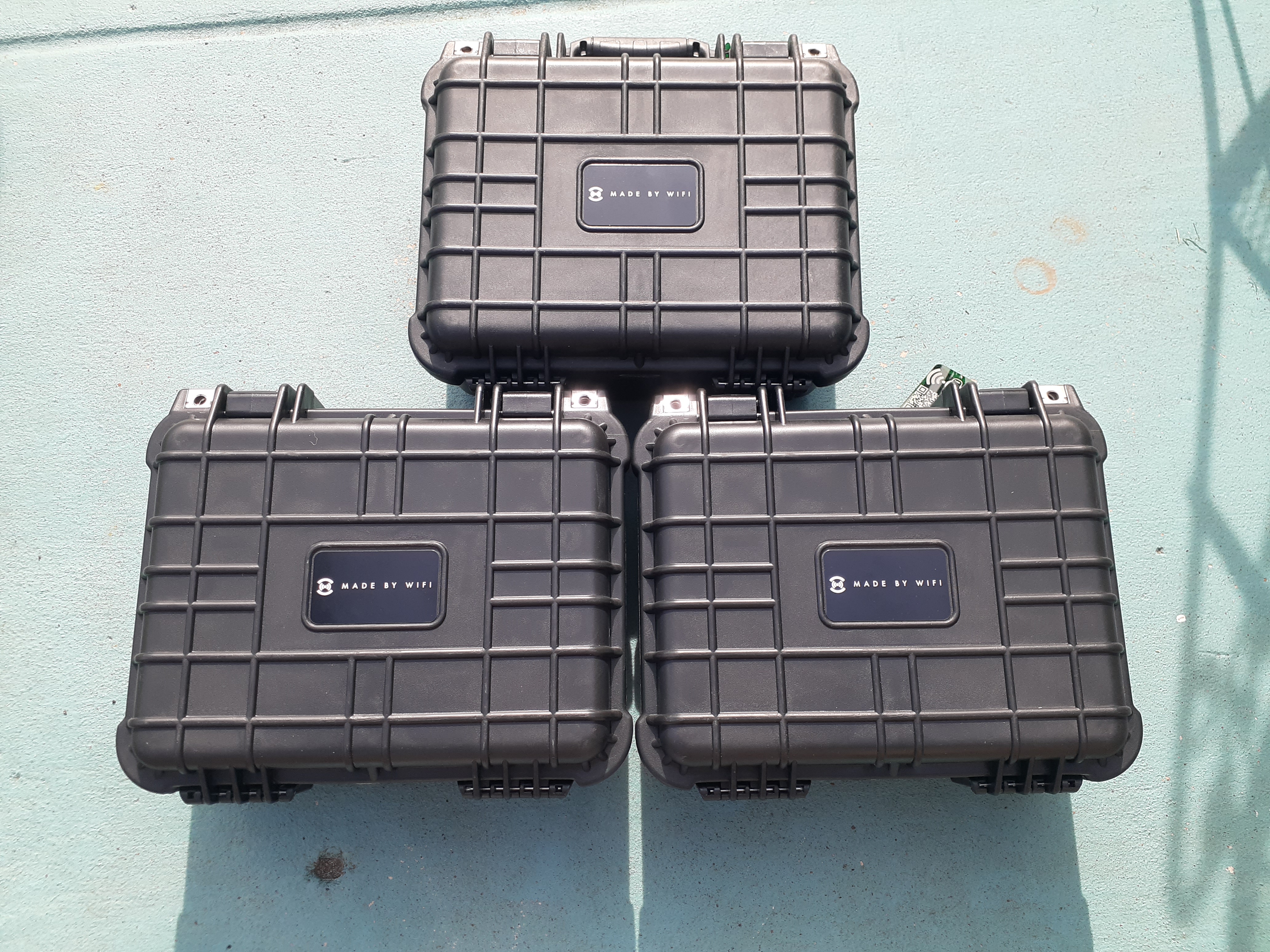 Three black rugged cases arranged together
