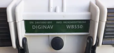 Close-up of 5Gspot equipment identification plate