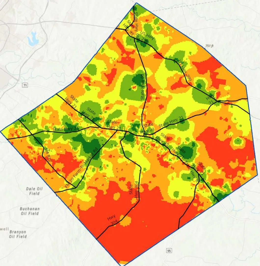 Published wireless upload speed spatial map